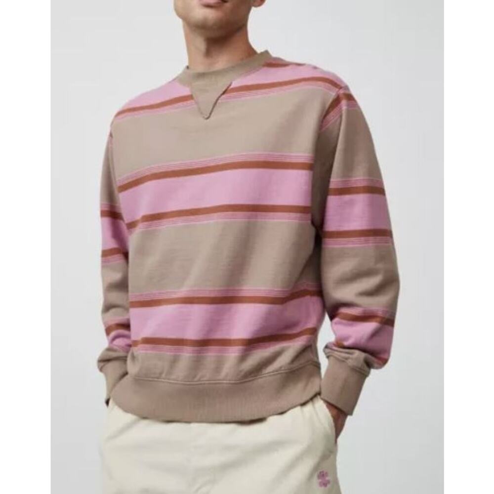 Urban Outfitters UO Skate Striped Crew Neck Sweatshirt in Pink Brown